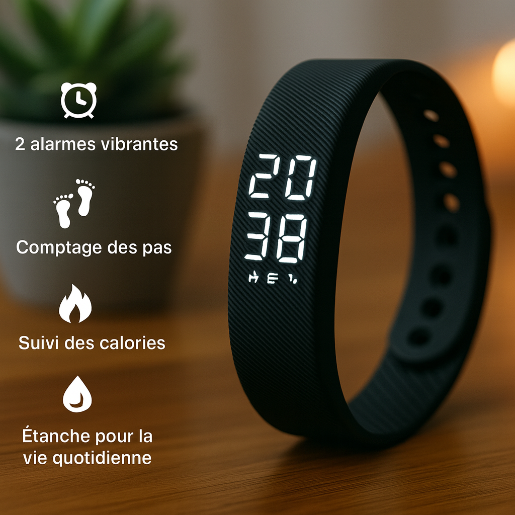 VibraFit – Montre avec réveil vibrant et suivi des pas