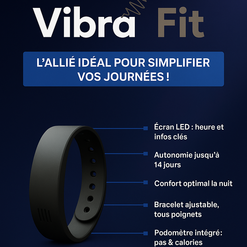 VibraFit – Montre avec réveil vibrant et suivi des pas
